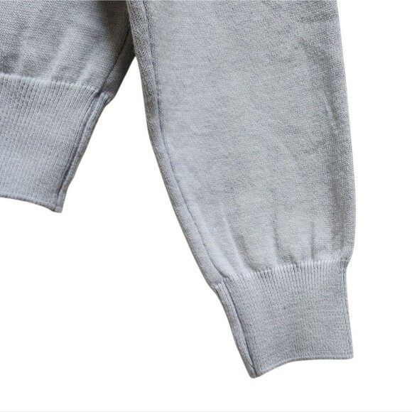 Cat Sweater Womens Sz S M Knit Gray Black Meow Spell Out Crop Stretchy Long Slv - Picture 6 of 10